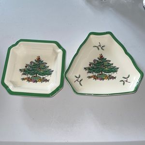 Spode Christmas tree candy dishes
